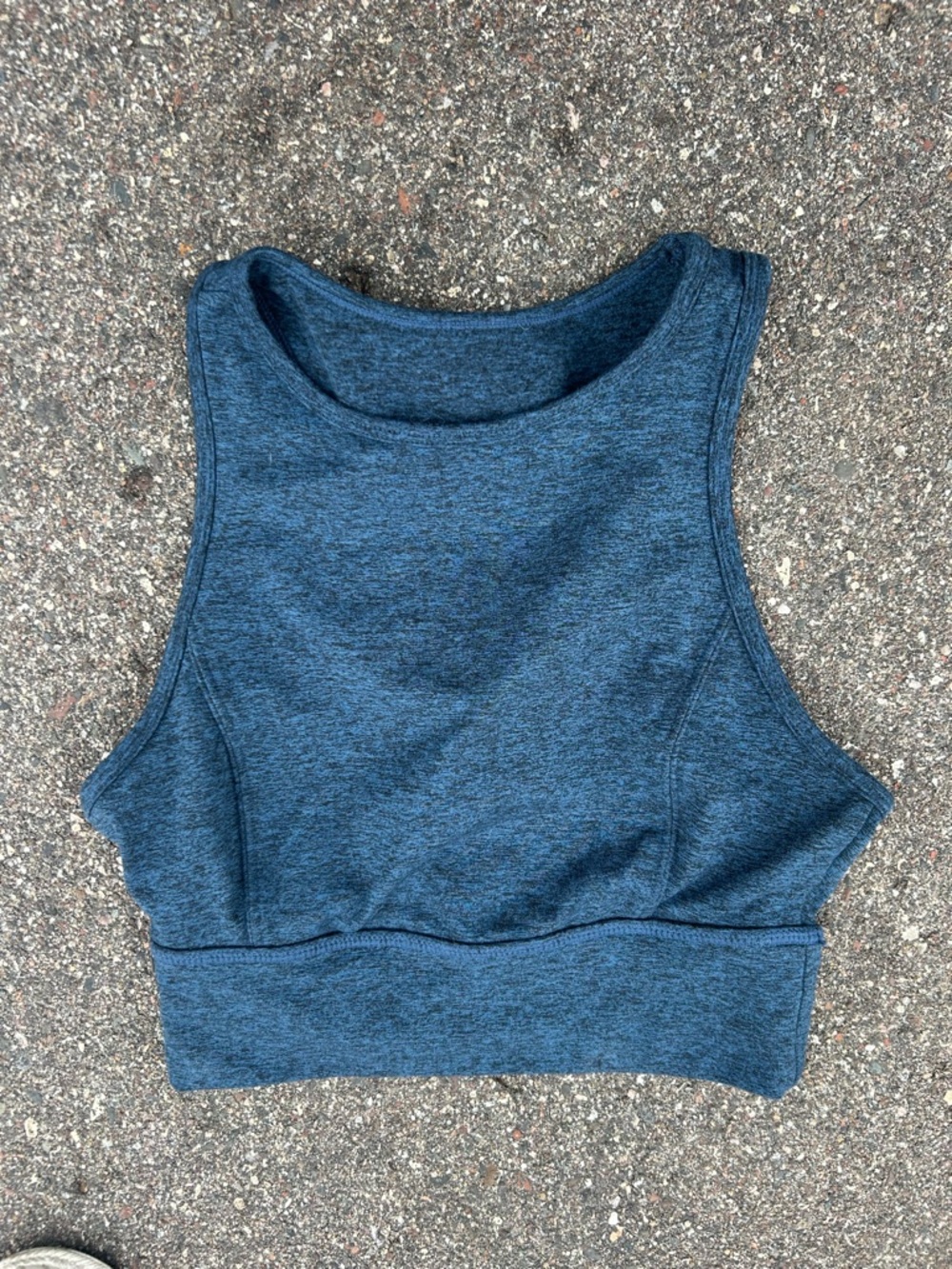 JoyLab Heathered Blue High-Neck Cropped Tank